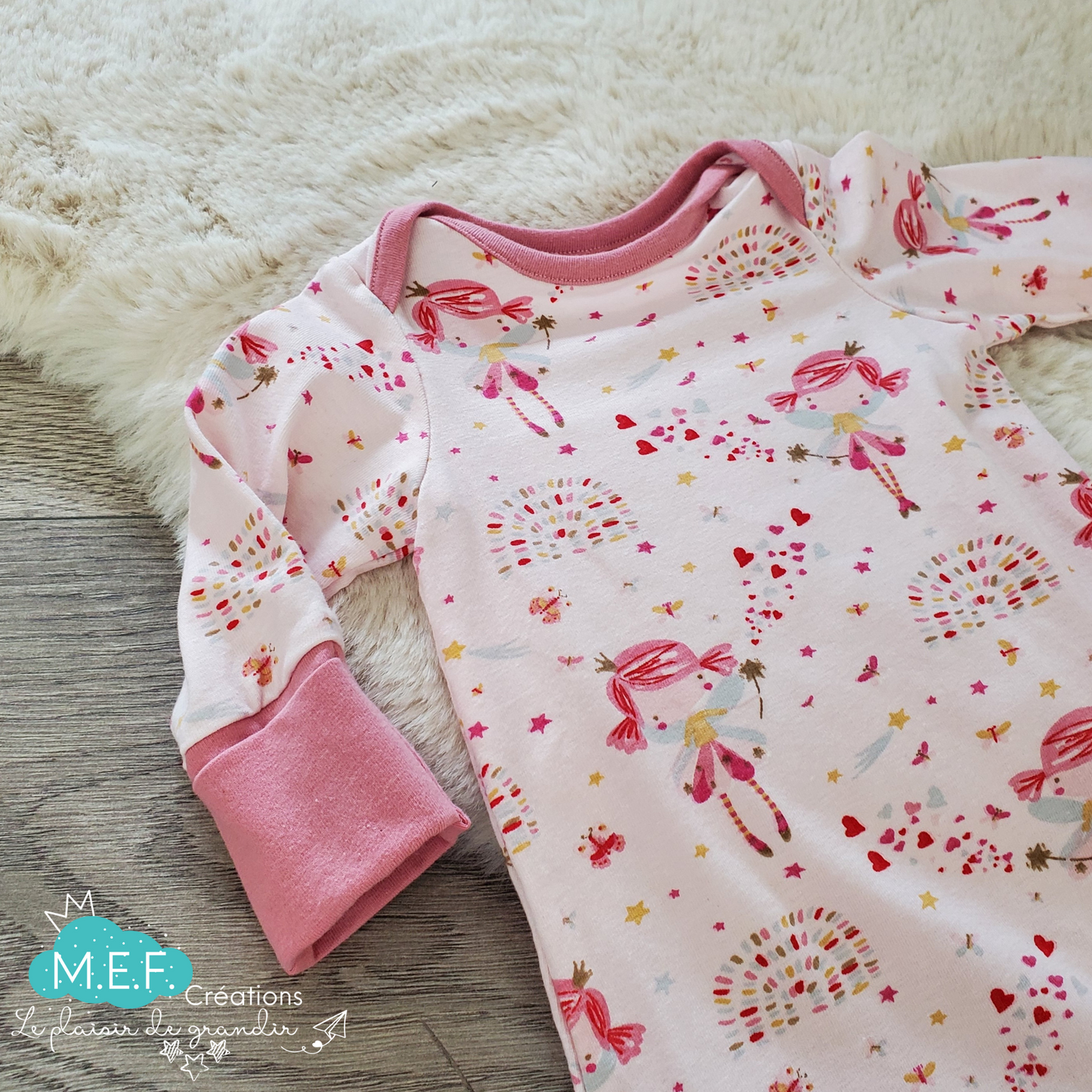 Dormeuse à noeud fées, vêtement bébé 3 mois
