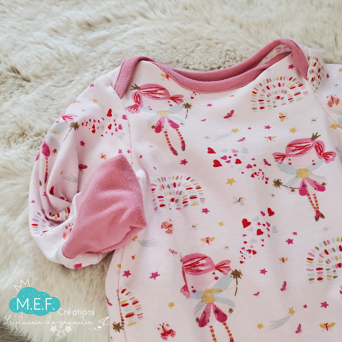 Dormeuse à noeud fées, vêtement bébé 3 mois