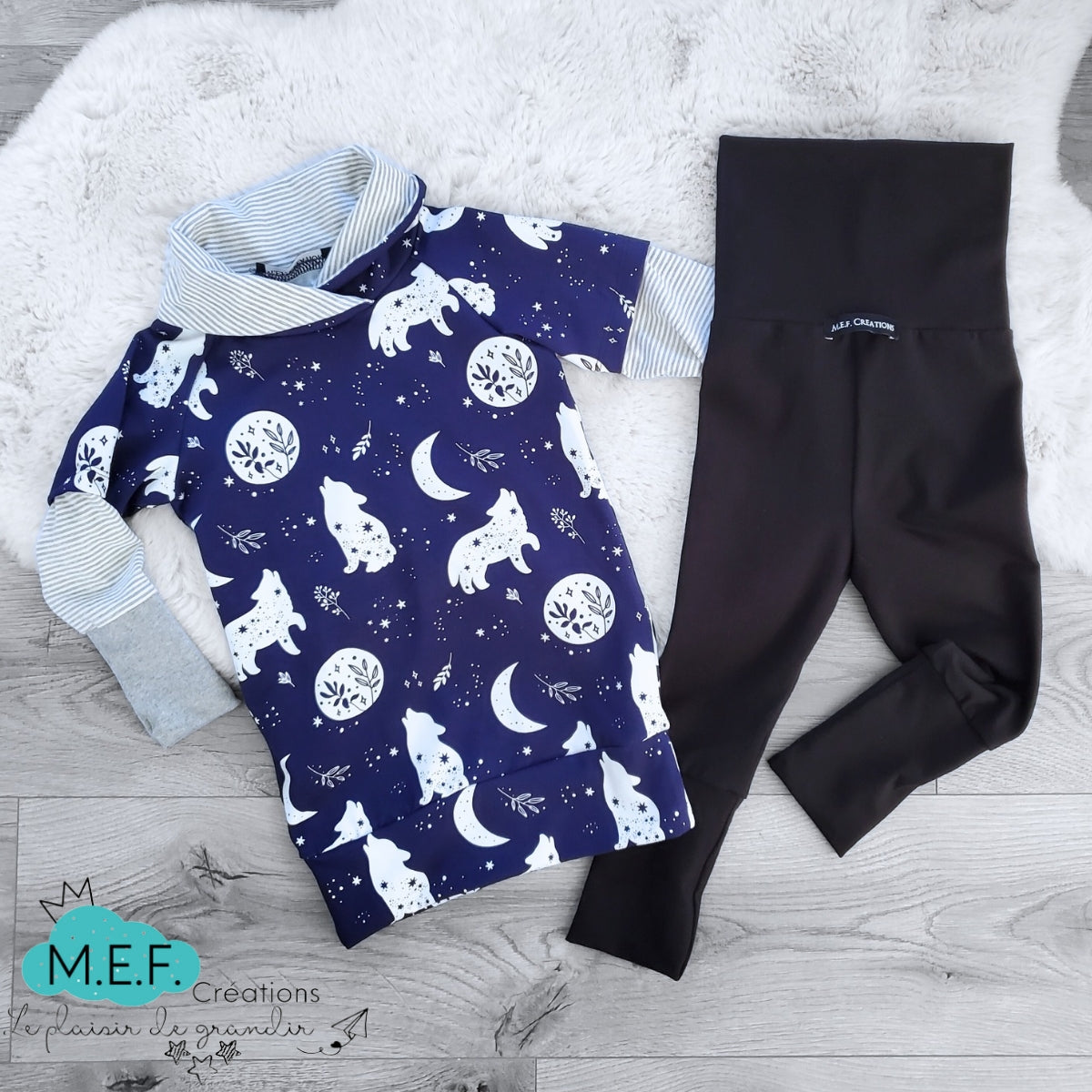 Tunique fillette col châle loup