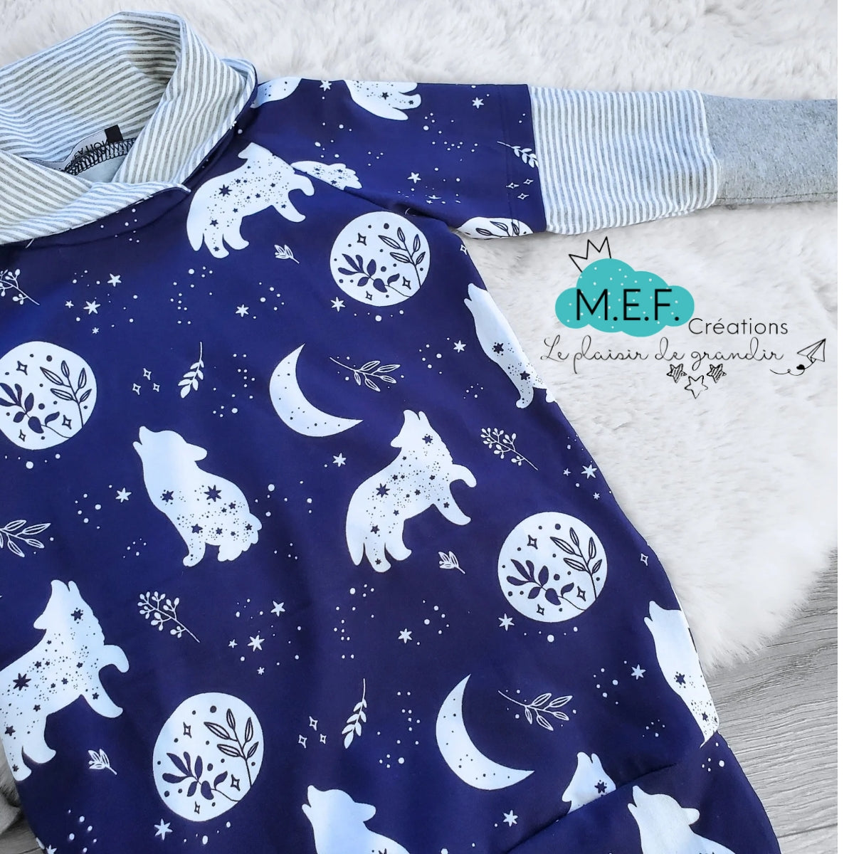 Tunique fillette col châle loup