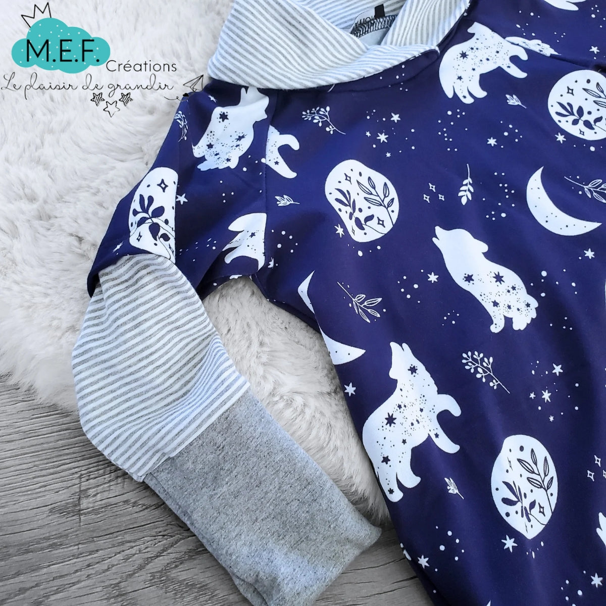 Tunique fillette col châle loup