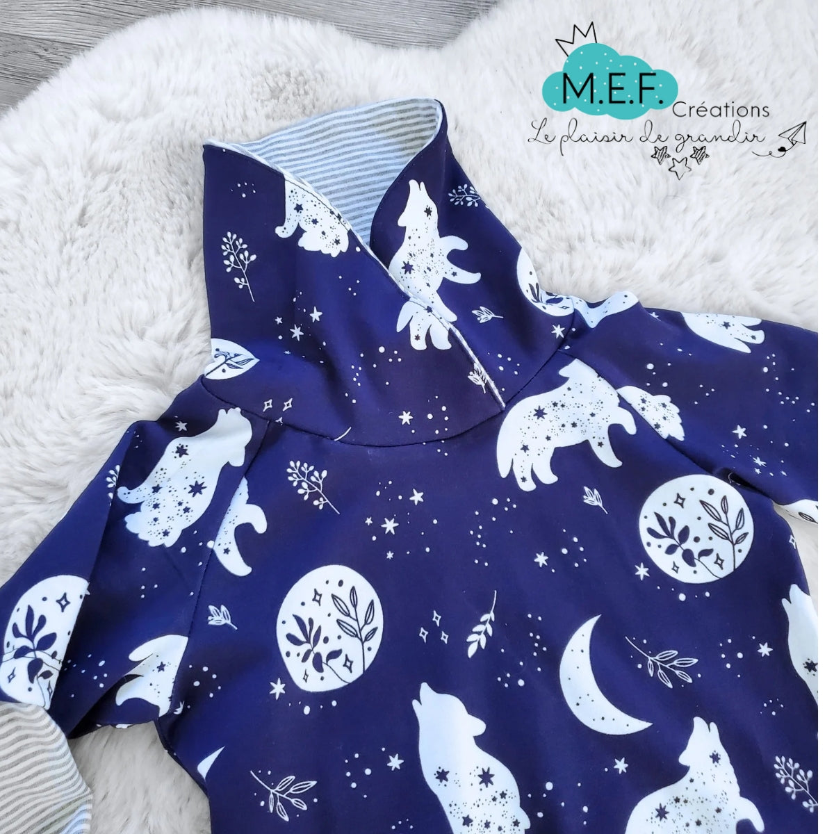 Tunique fillette col châle loup