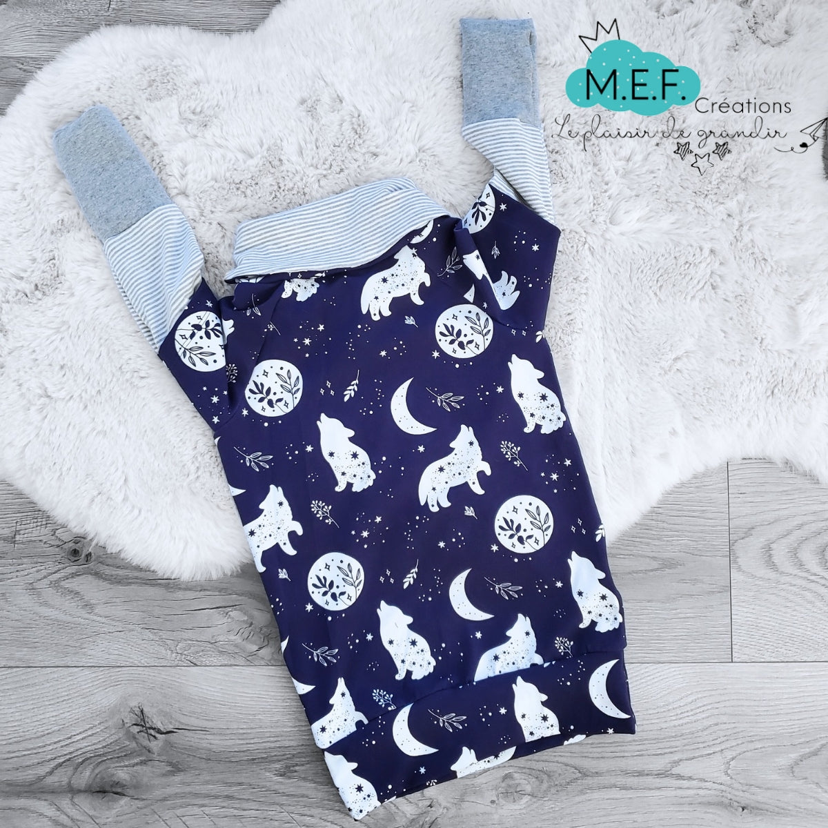 Tunique fillette col châle loup