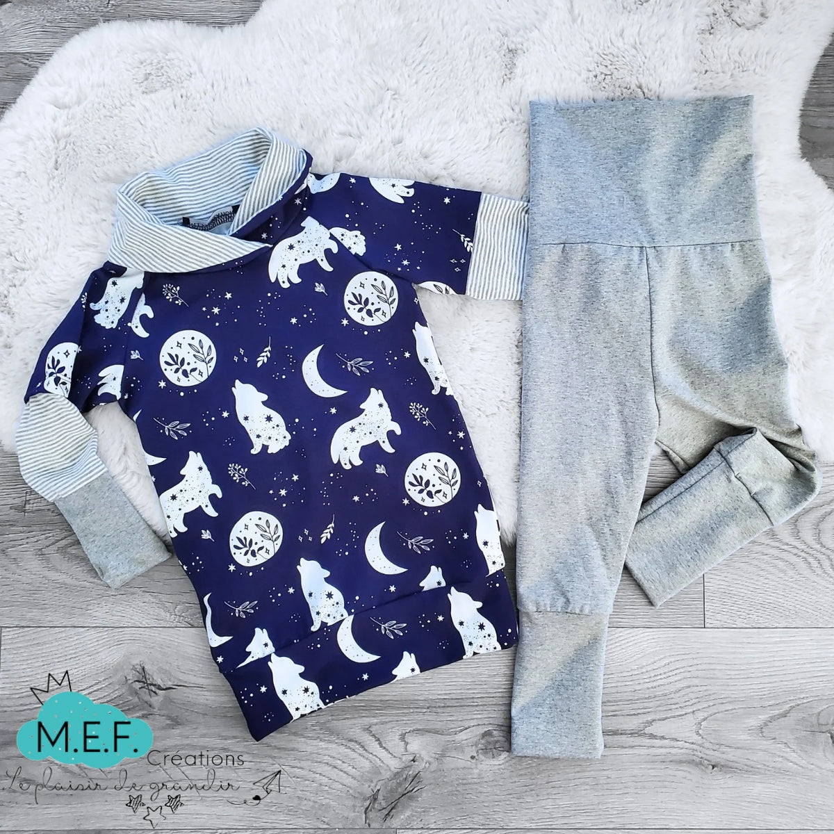 Tunique fillette col châle loup