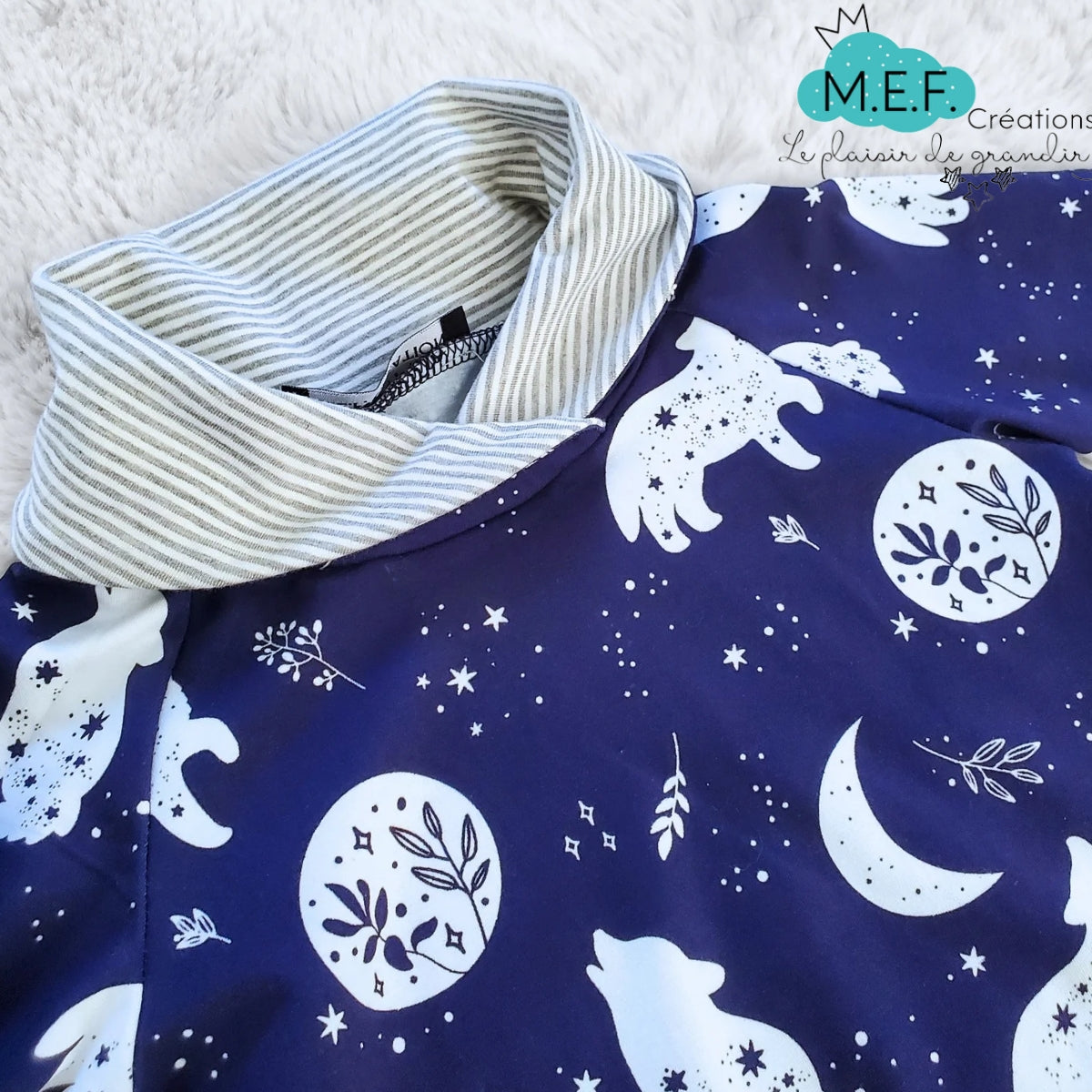 Tunique fillette col châle loup