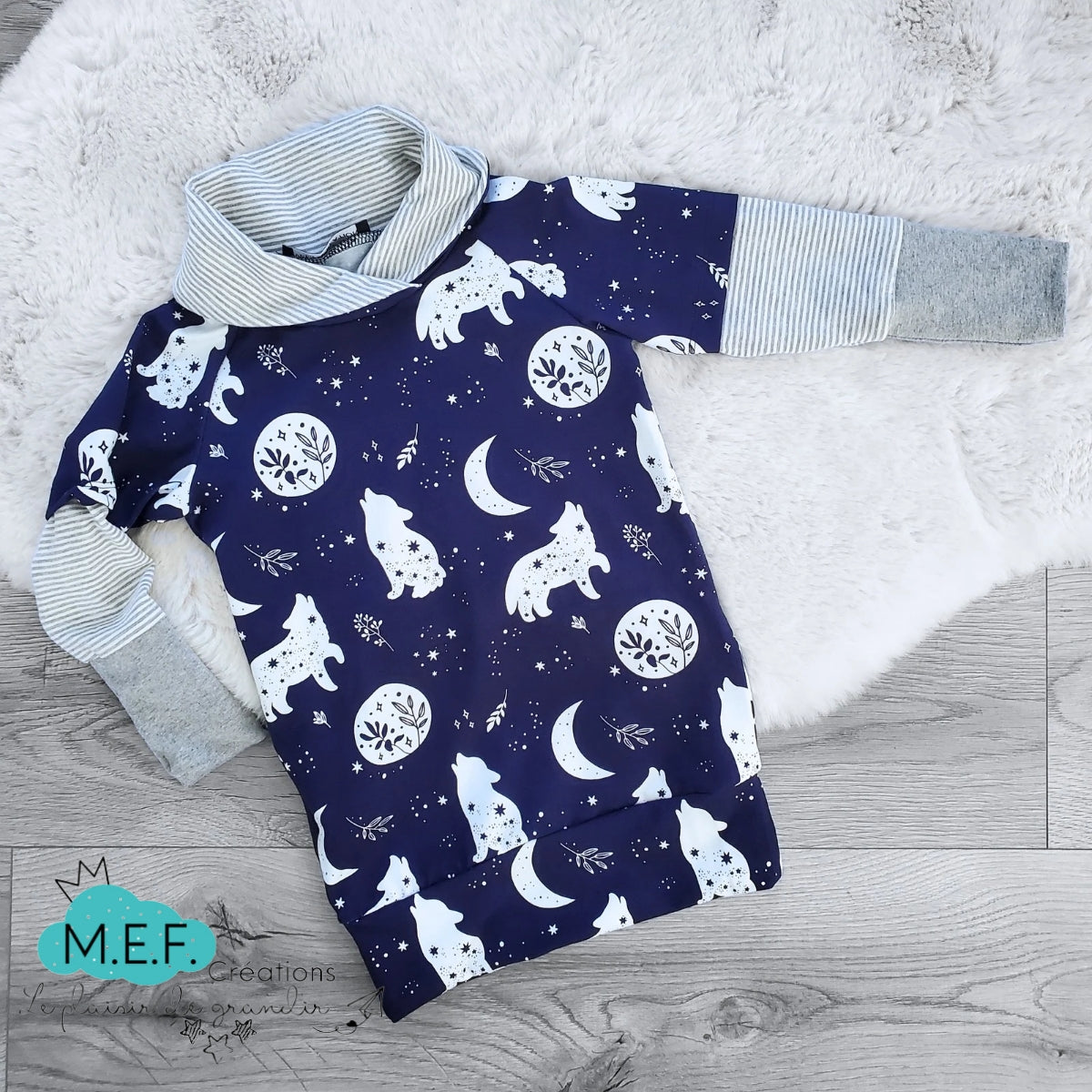 Tunique fillette col châle loup