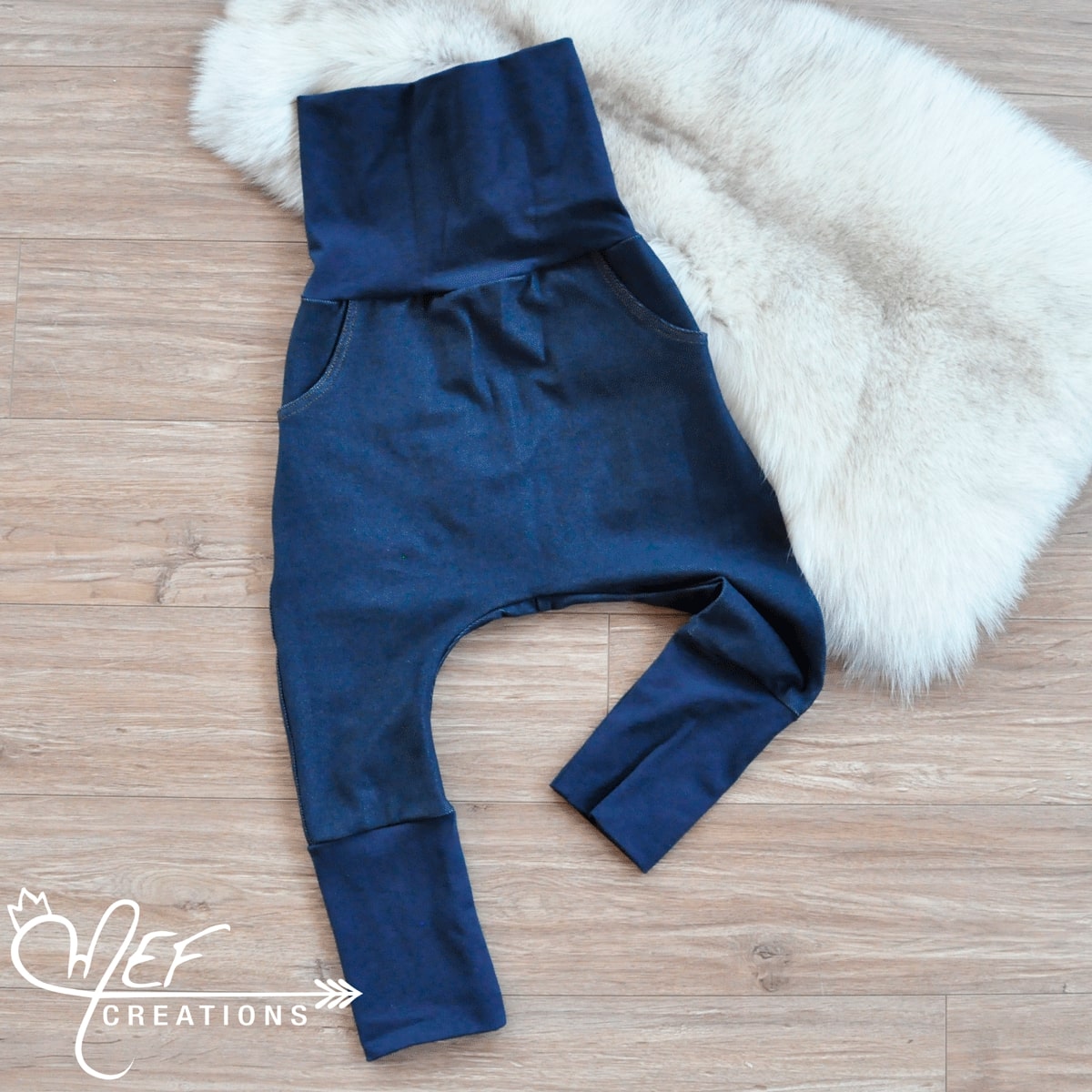 sarouel jeans bleu vue devant avec poches