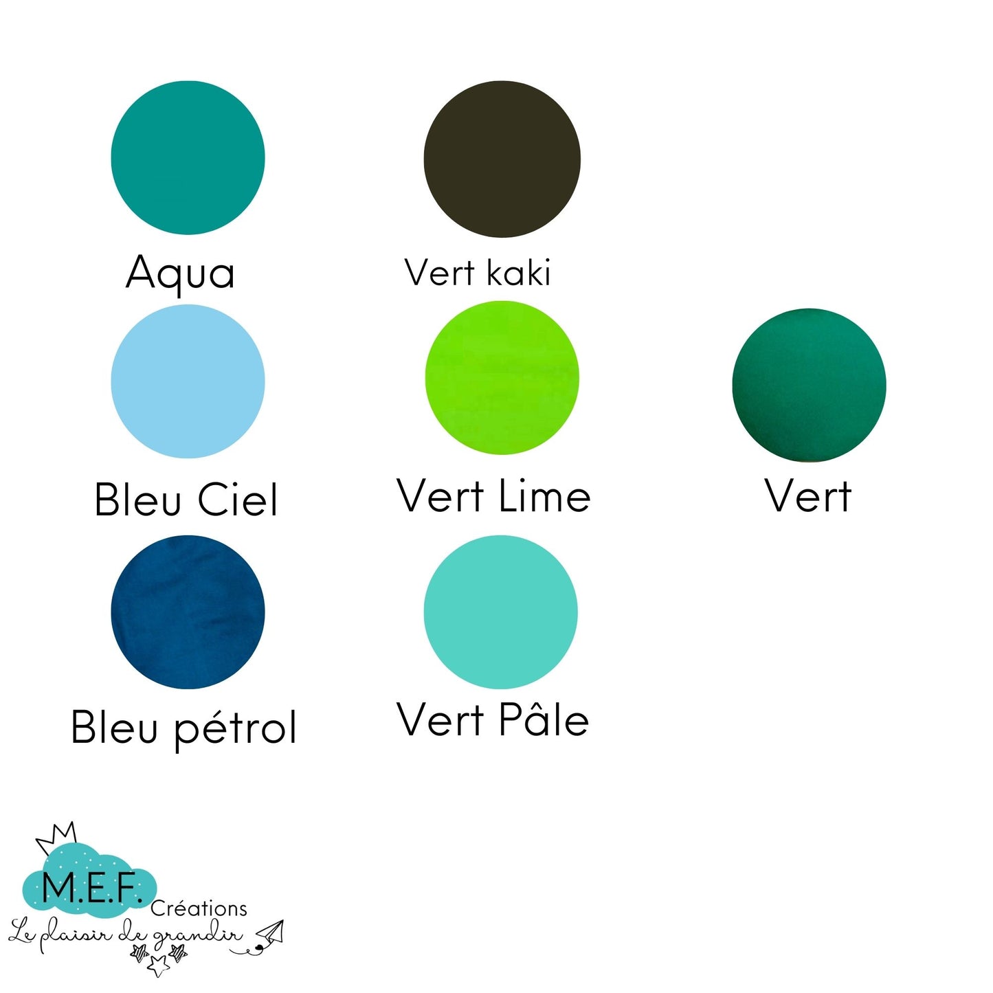 Short fillette, 7 choix coloris froids