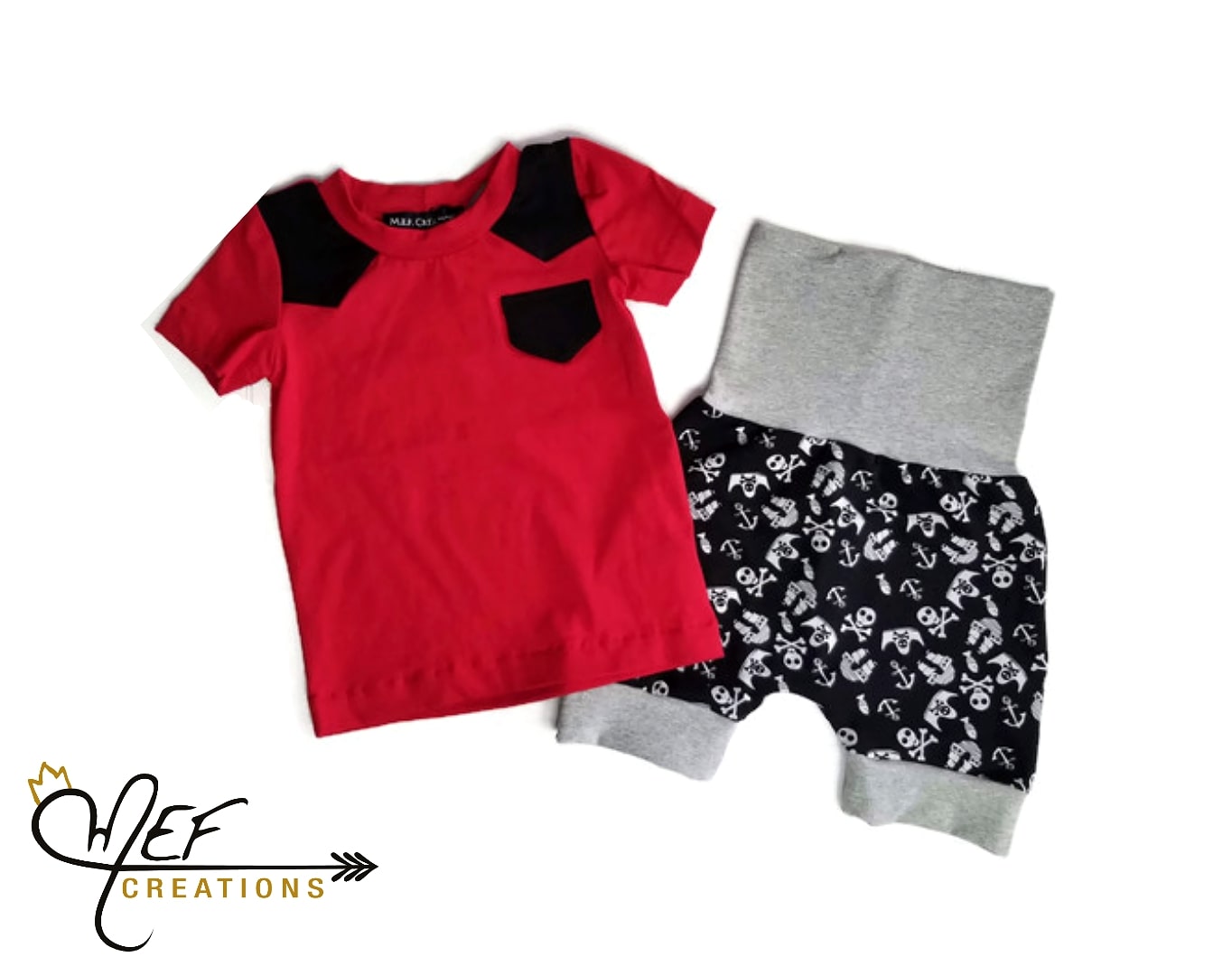 Short garçon pirate gris pâle