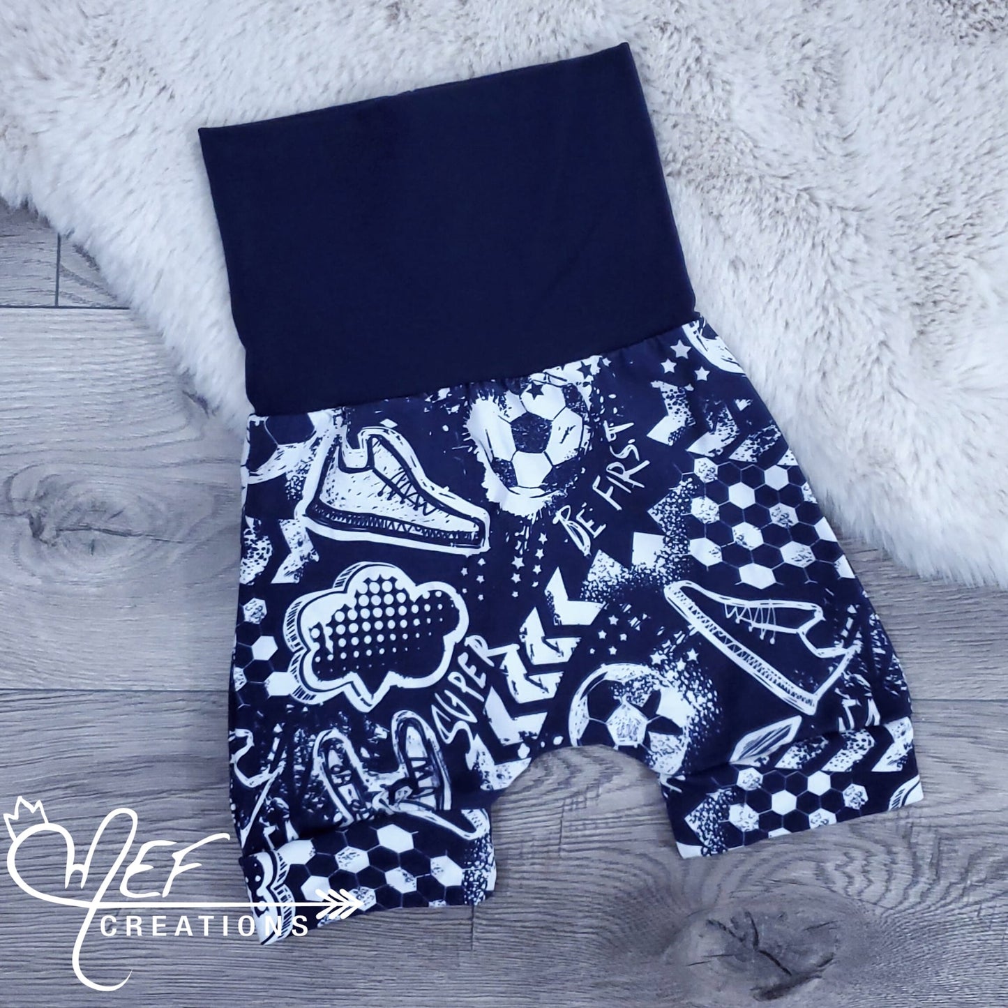 Short bébé évolutif soccer marine, LIQUIDATION, 3 à 12 mois