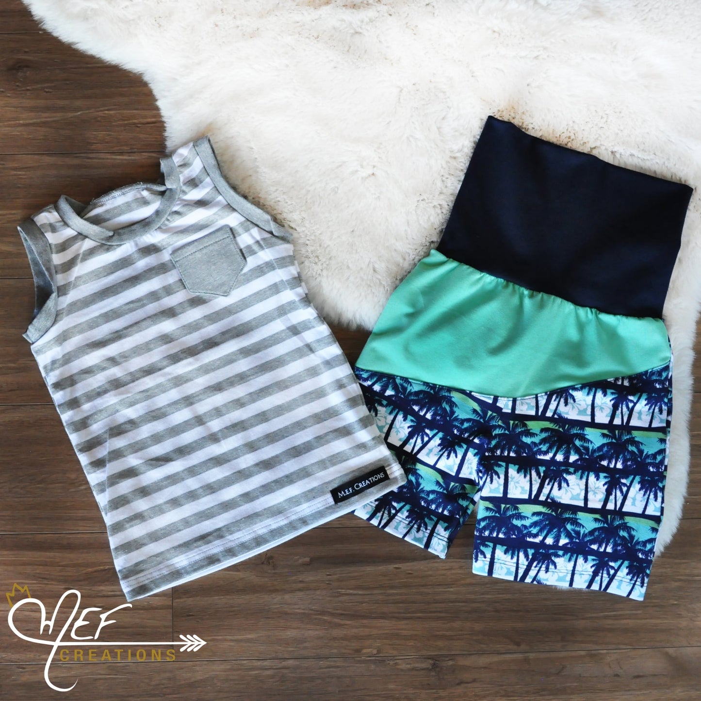 Short garçon palmier coupe bermuda