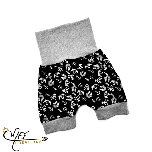 Short garçon pirates gris pâle, PAP, 1 à 3 ans