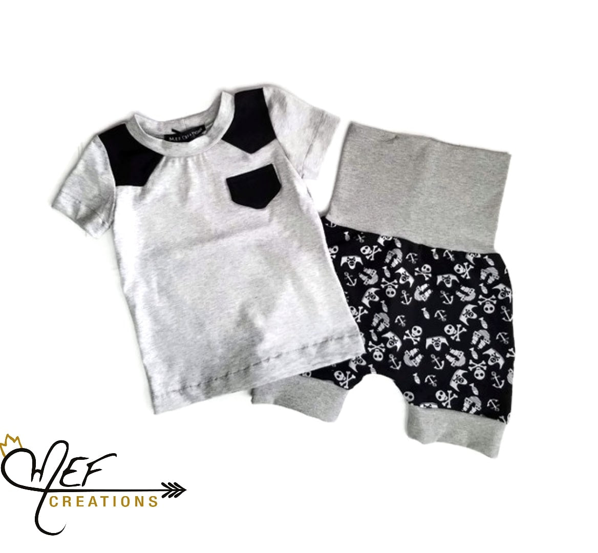 Short garçon pirate gris pâle