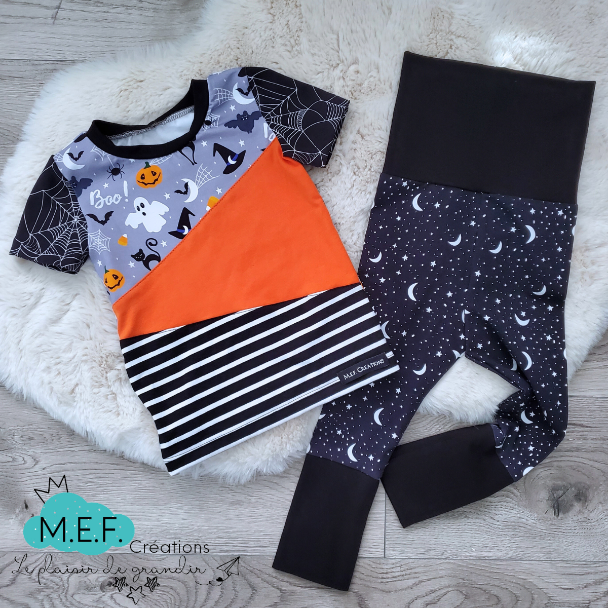 T-shirt Halloween pour bébé et enfant, choix longueur de manches