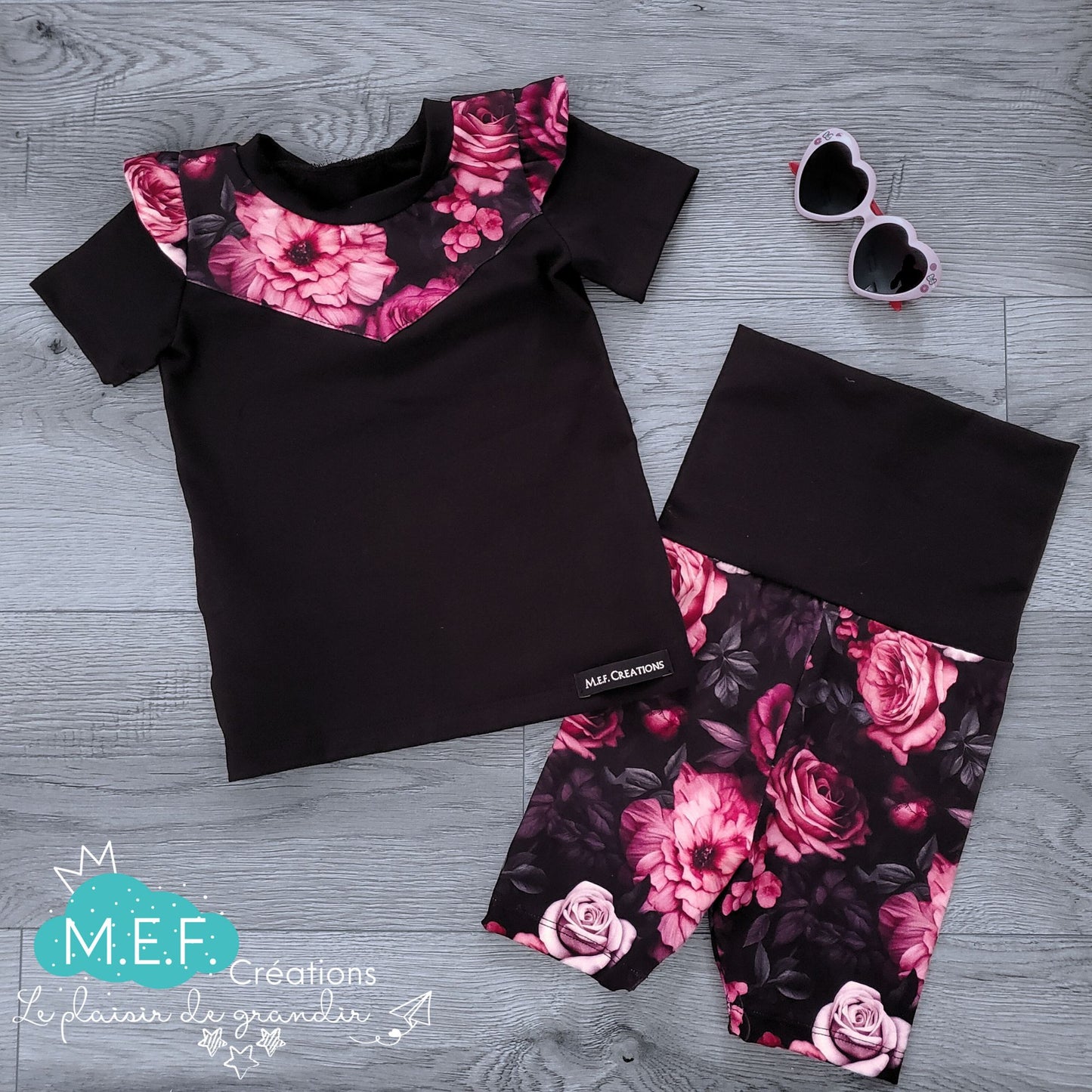 T-shirt fillette fleuris romantique, 1 à 3 ans