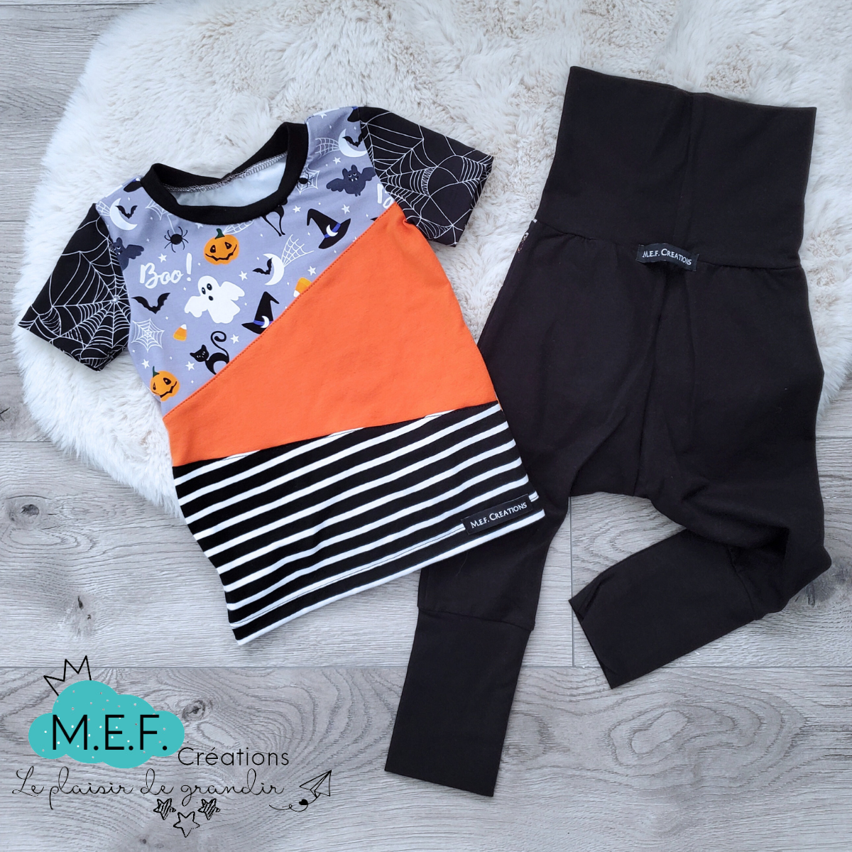 T-shirt Halloween pour bébé et enfant, choix longueur de manches