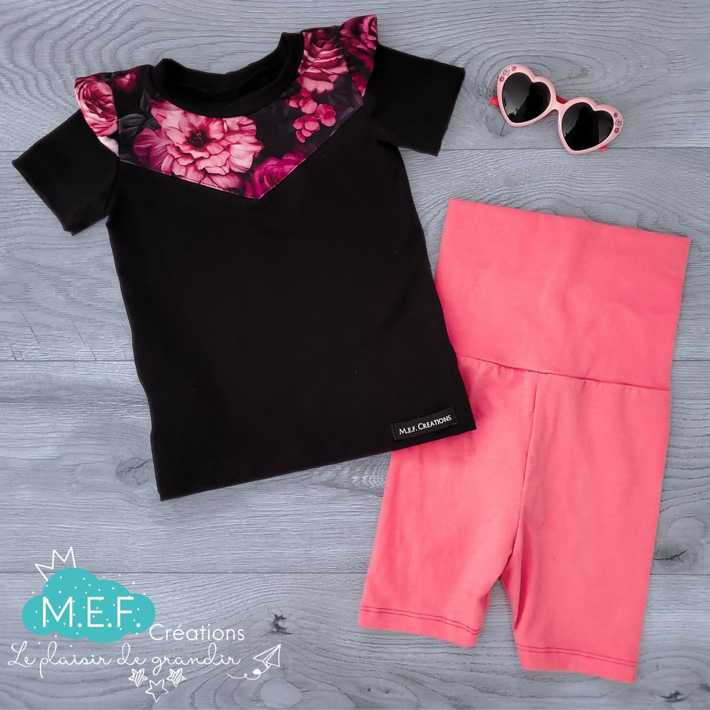 T-shirt fillette fleuris romantique, 1 à 3 ans