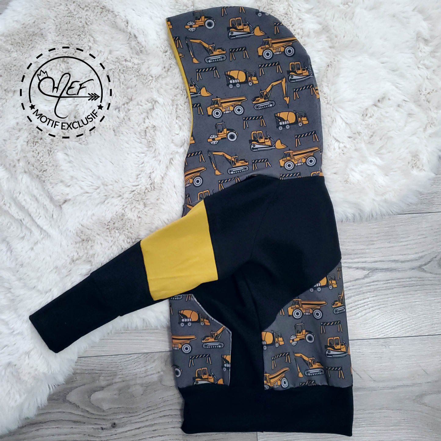 Hoodie garçon CAMIONS CONSTRUCTIONS - MOTIF EXCLUSIF MEF