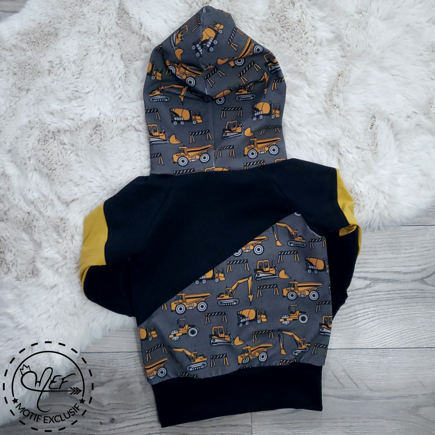 Hoodie garçon CAMIONS CONSTRUCTIONS - MOTIF EXCLUSIF MEF