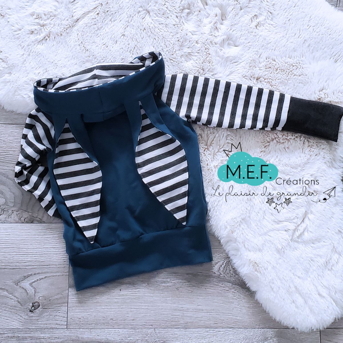 Hoodie lapin bleu pétrole