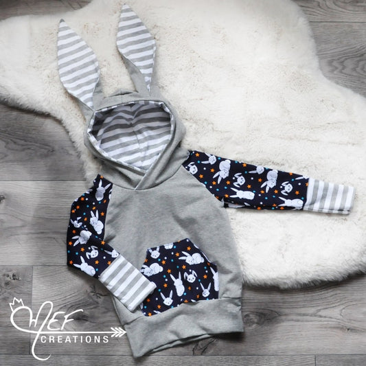 hoodie évolutif avec oreille de lapin et motif lapin