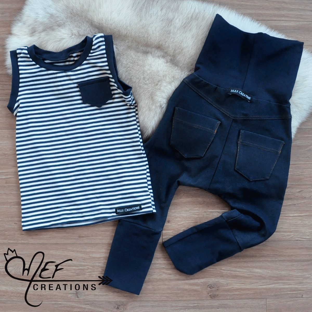 Débardeur garçon lignée blanc et marine