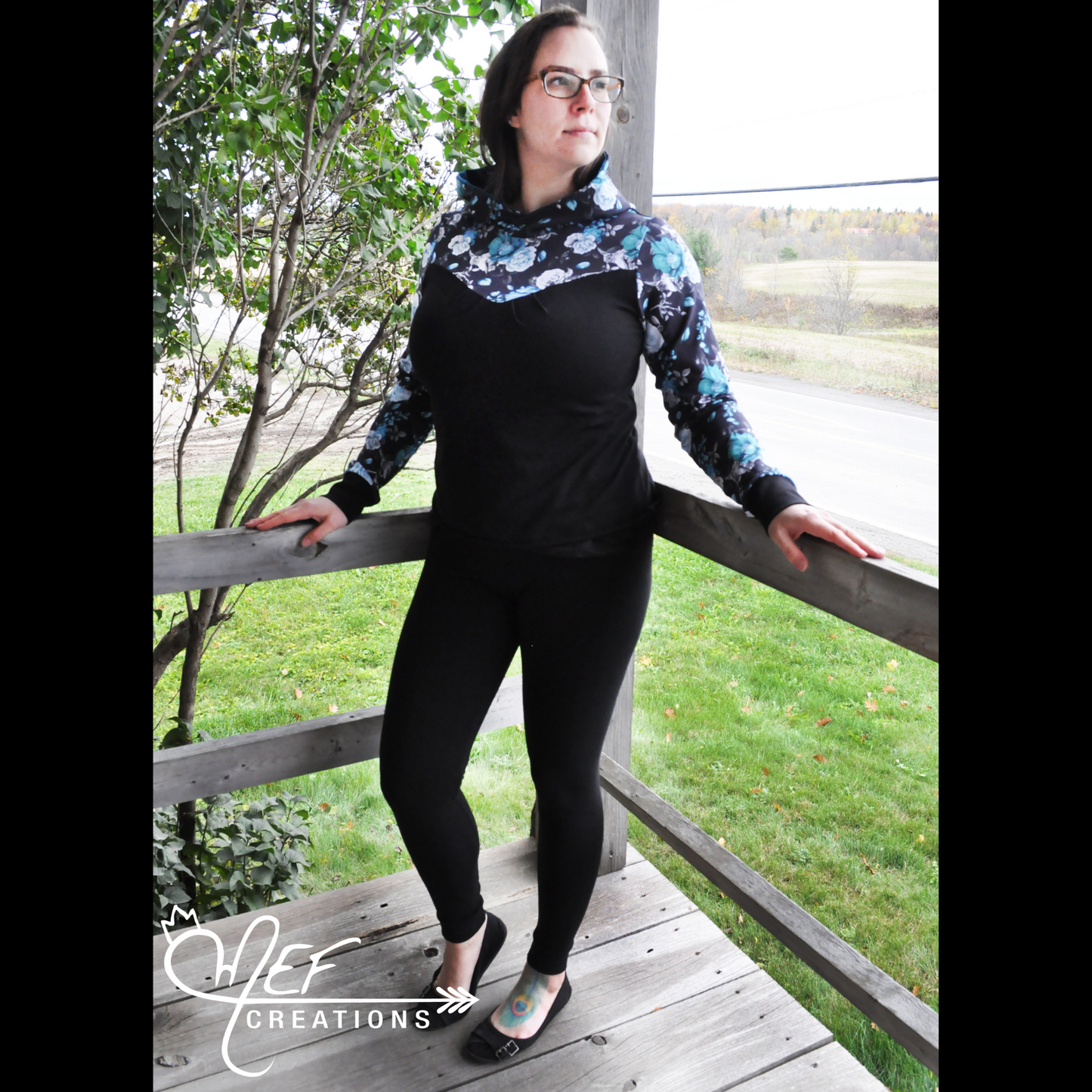 Hoodie fleuris femme et Tunique femme fleuris bleu et pétrol - Collection hiver 2021