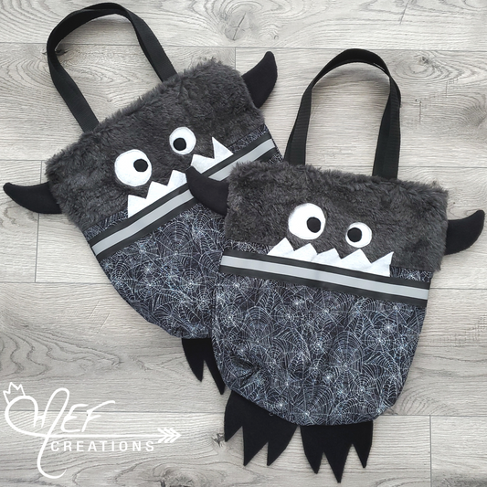 Sac Halloween pour bonbons, monstre malin - toile d'araignée -