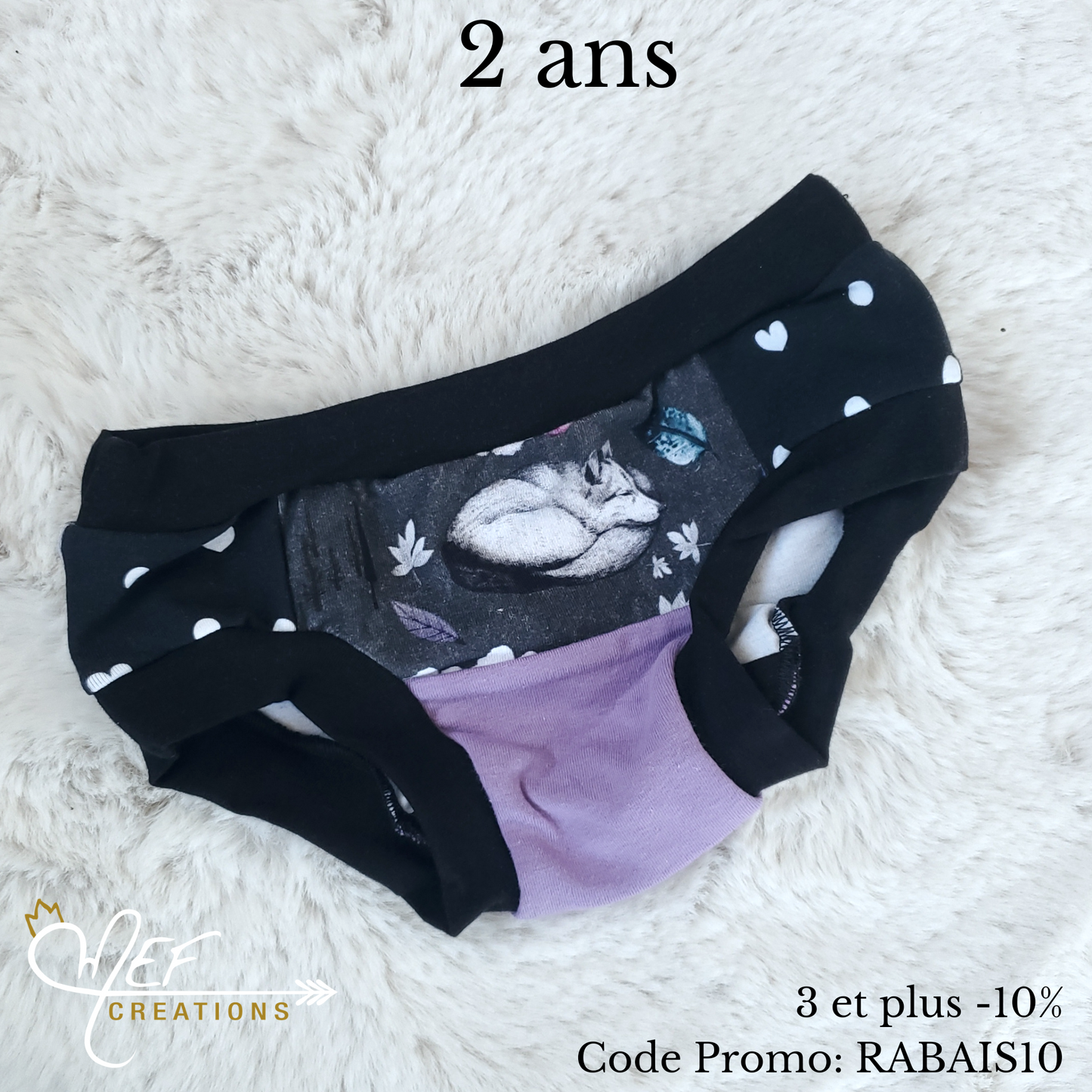 Culotte fille 2 ans, prêt-à-partir, louve