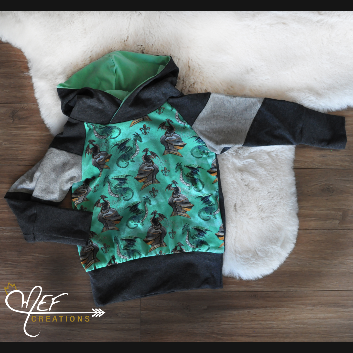 Hoodie garçon dragon vert , 1 à 3 ans