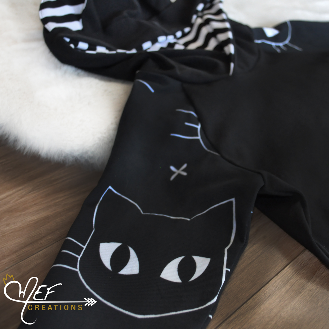 Hoodie chat femme blanc et noir avec oreilles