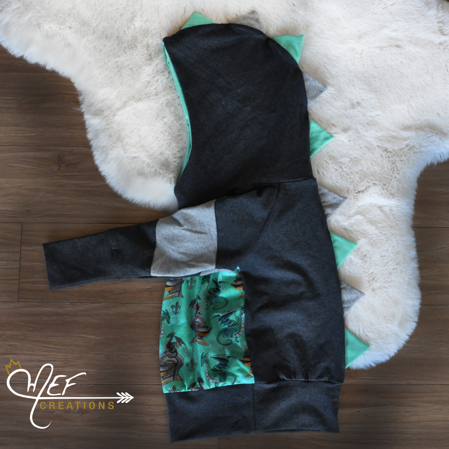 Hoodie garçon dragon vert , 1 à 3 ans