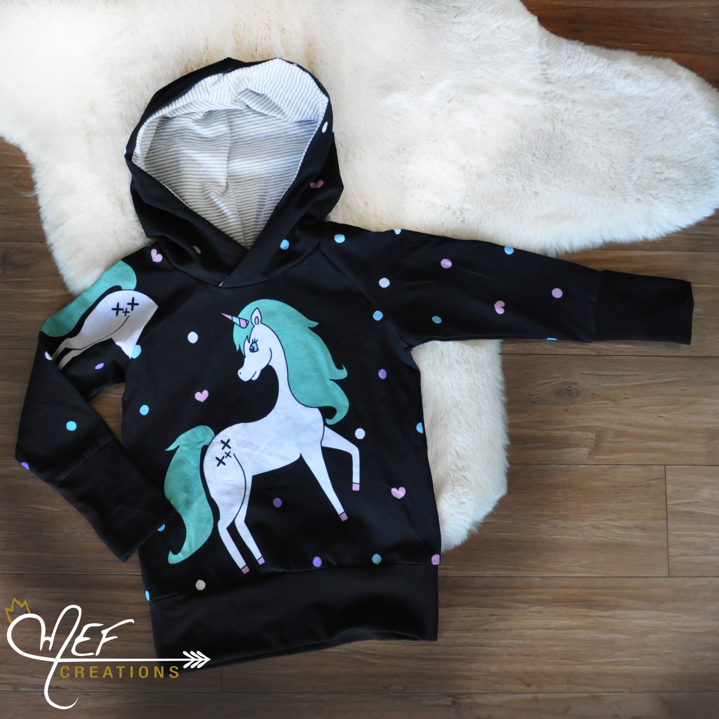 chandail licorne à capuchon