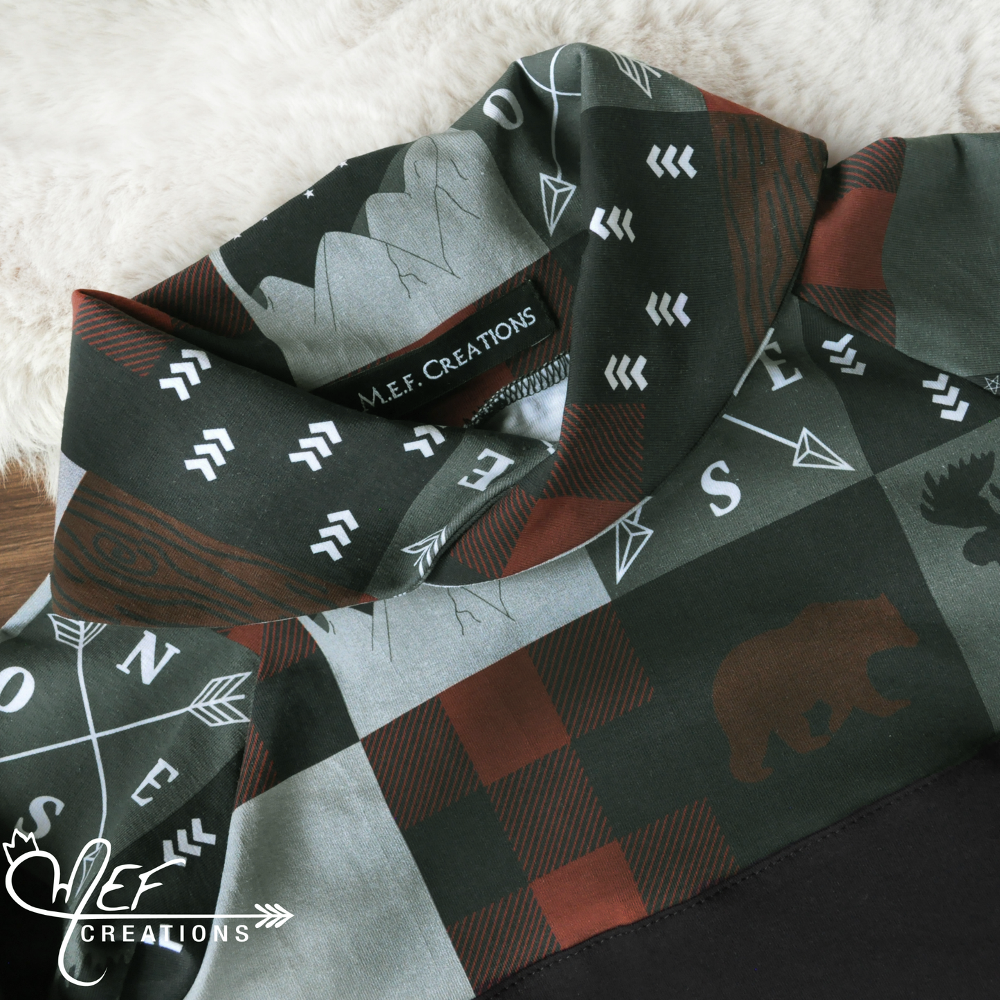 Sweat garçon col châle, animaux de la forêt