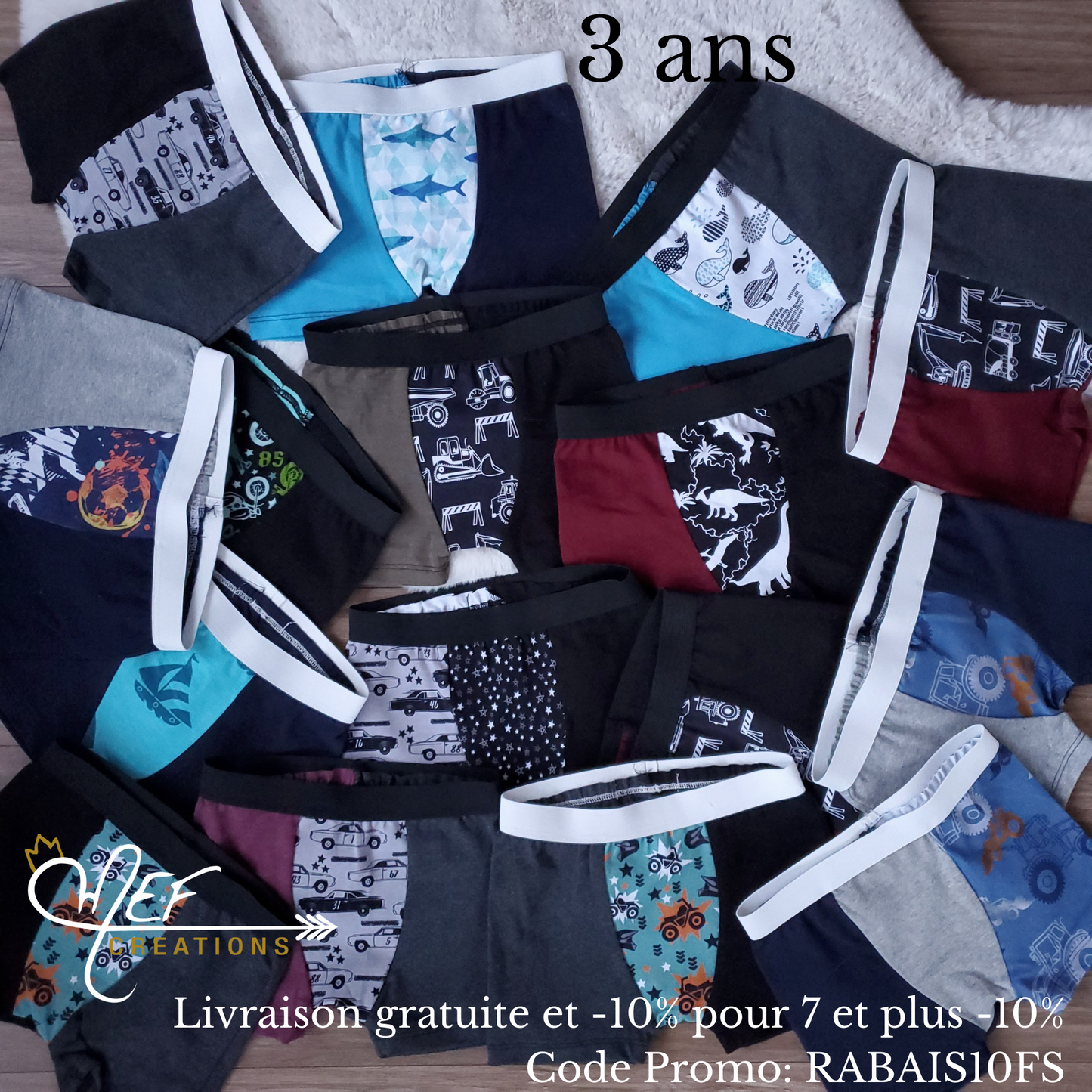lot de 7 boxeurs garçon ☆MYSTÈRES☆ prêt-à-partir