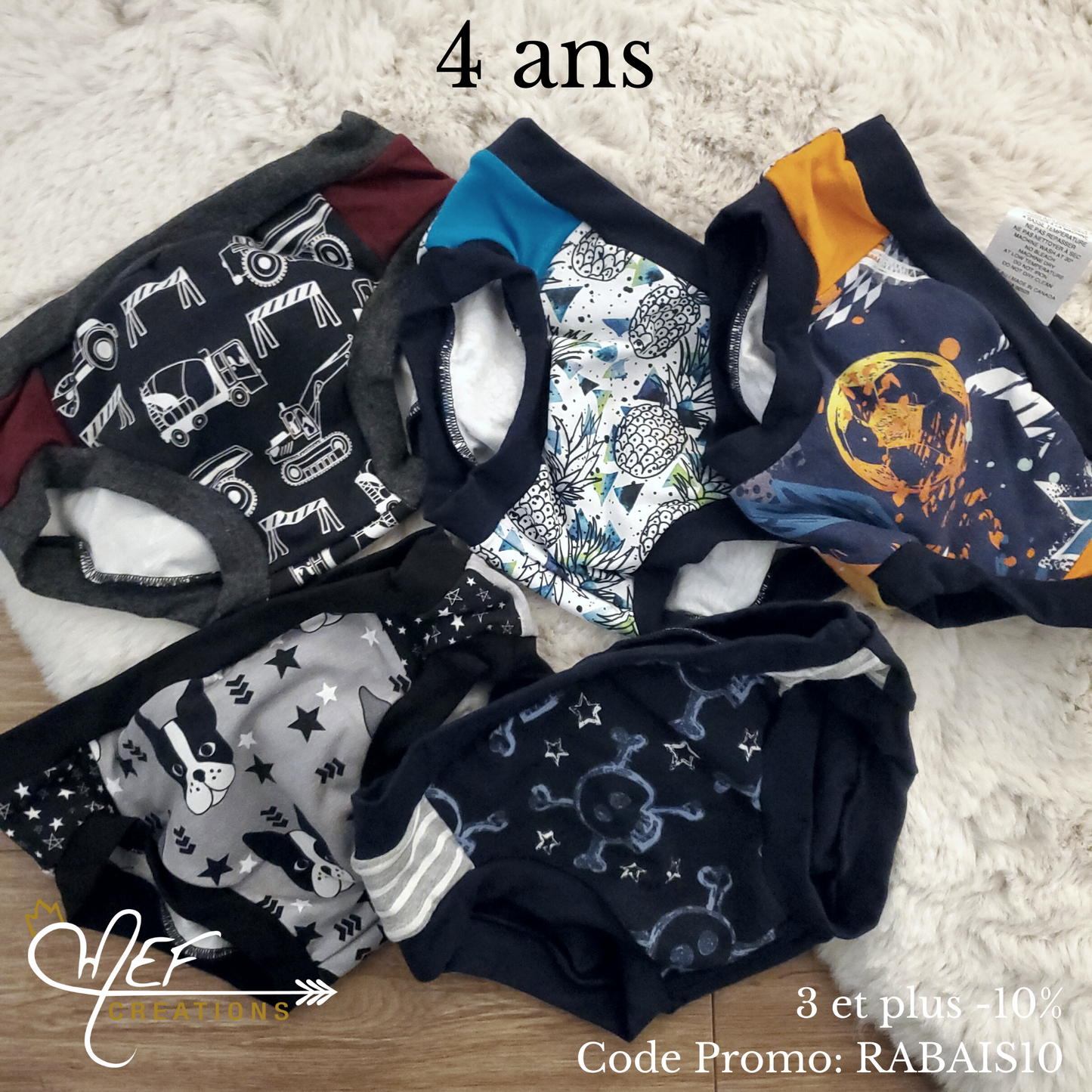 lot de 3 caleçons garçons ☆MYSTÈRES ☆ prêt-à-partir