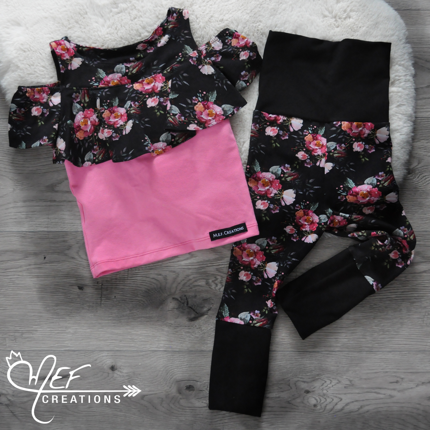t-shirt fleuris épaules dénudés à volants pour fille