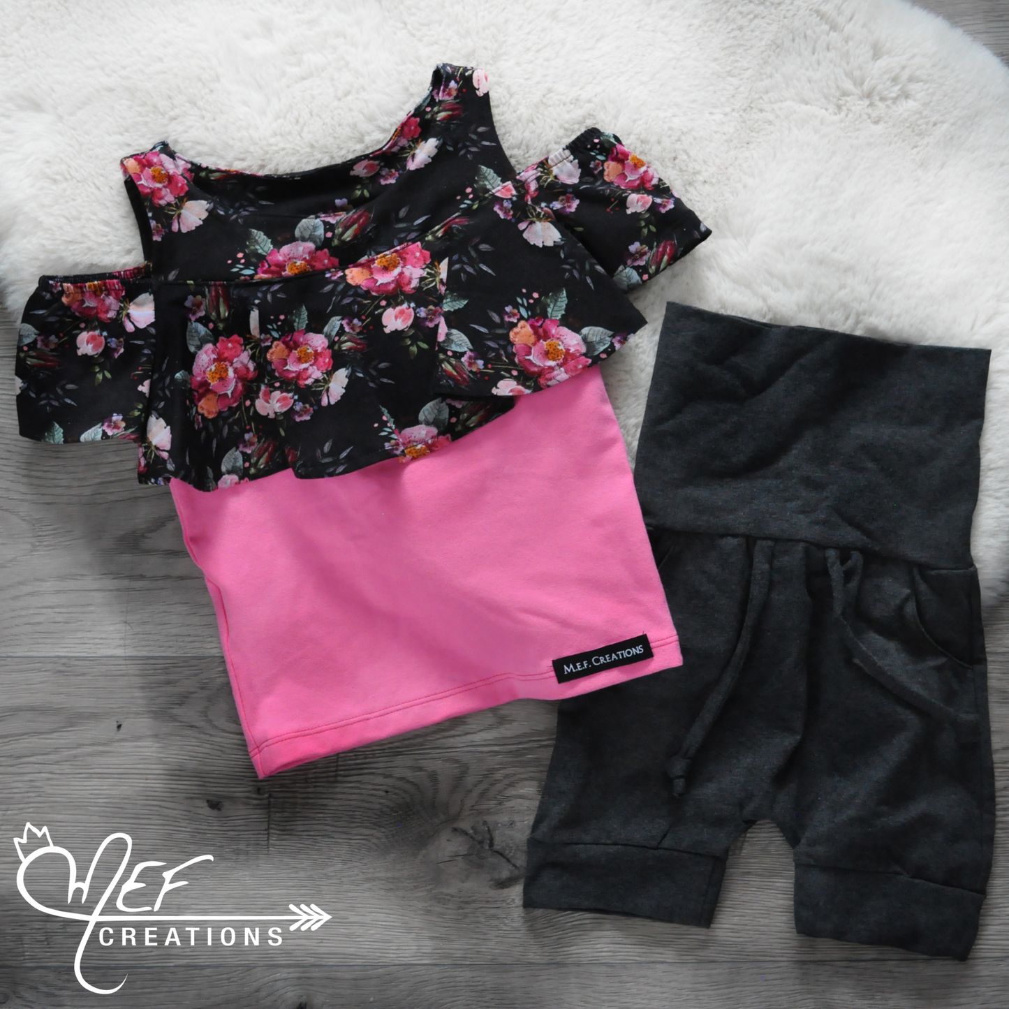 t-shirt fleuris épaules dénudés à volants pour fille