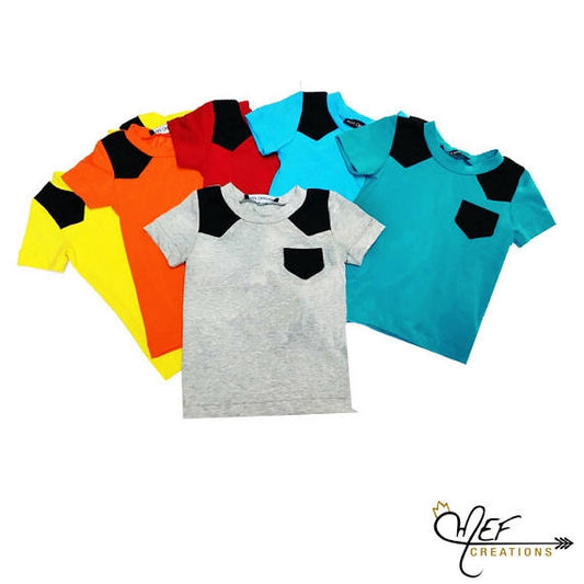 Chandail garçon avec empiècement noir et poche, 11 coloris