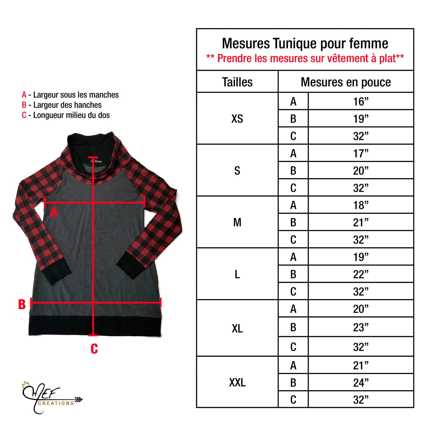 Tunique femme gris anthracite et carreauté
