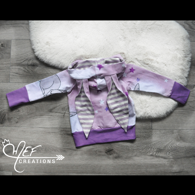 Hoodie lapin rose et rayure écru et lilas, MOTIF EXCLUSIF MEF -3 à 12 mois