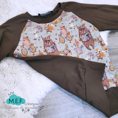 Sweater bébé animaux de la forêt, 3 à 12 mois, LIQUIDATION