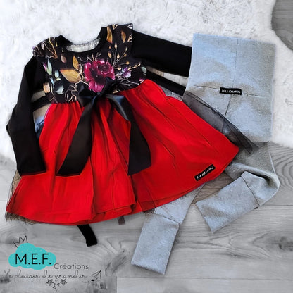 Robe de Noël fille, fleuris et tulles