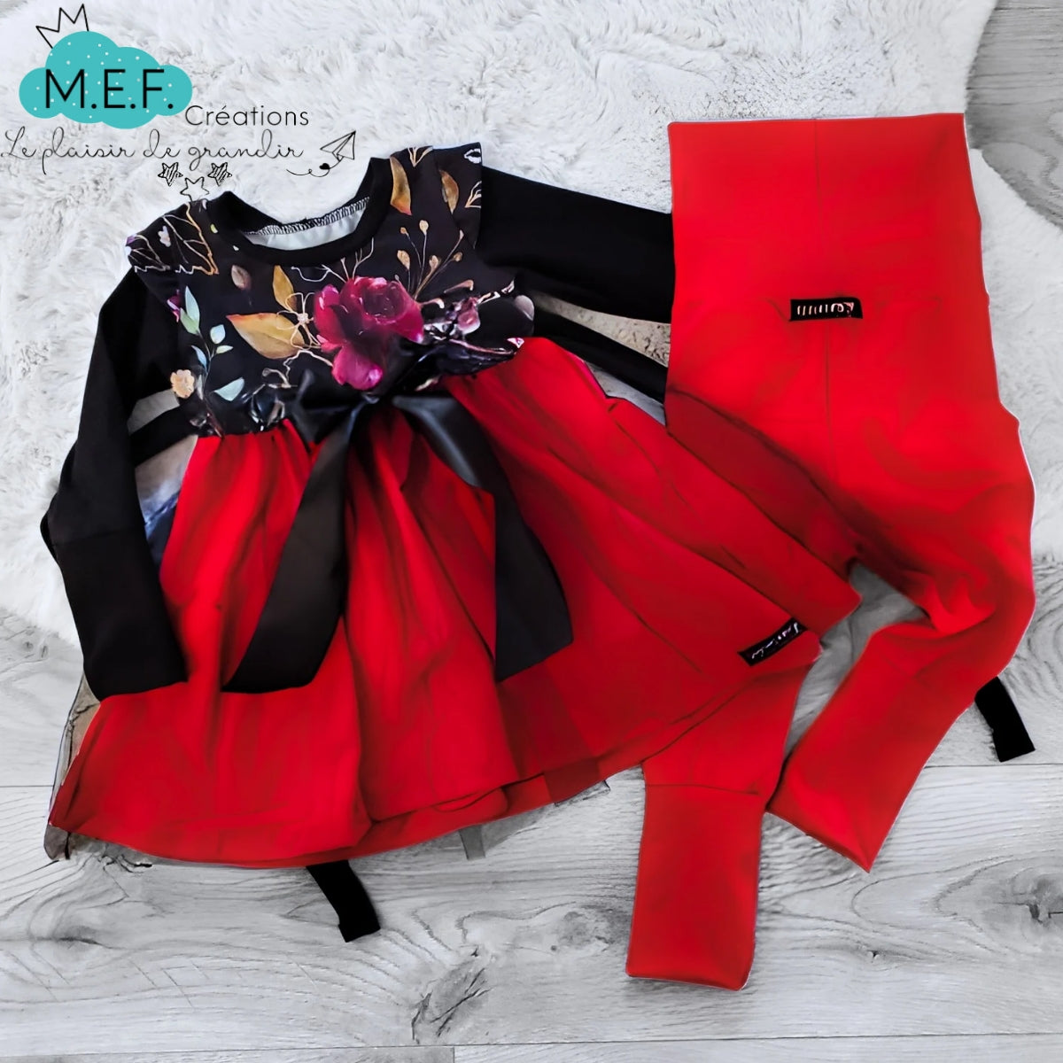 Robe de Noël fille, fleuris et tulles