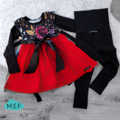 Robe de Noël fille, fleuris et tulles