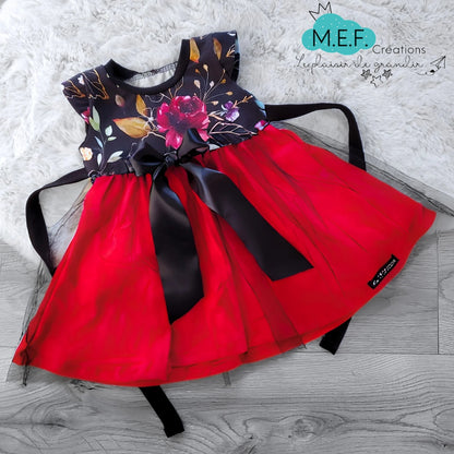 Robe de Noël fille, fleuris et tulles