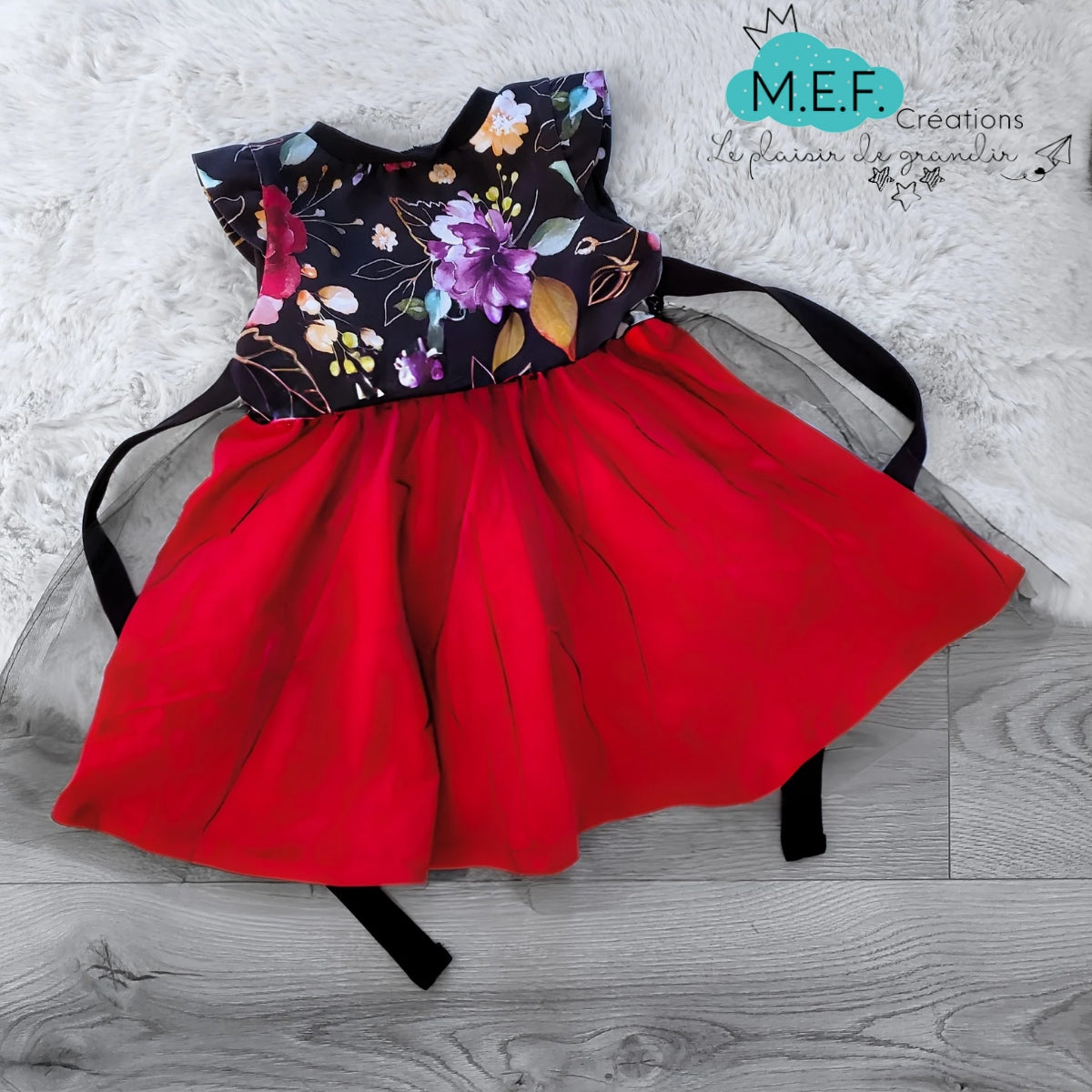 Robe de Noël fille, fleuris et tulles