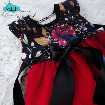 Robe de Noël fille, fleuris et tulles