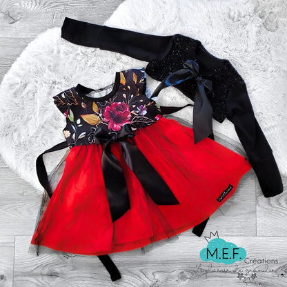 Robe de Noël fille, fleuris et tulles