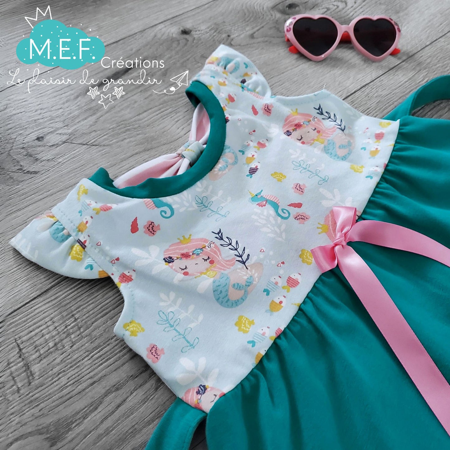 Robe fillette sirène aqua